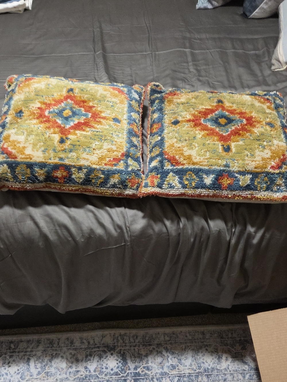 Decorative Yellow & Blue Toss Pillow Pair - Unknown Brand